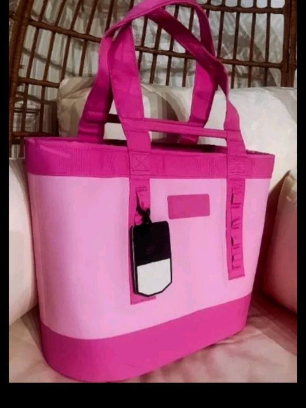 Pink Canvas Tote 35  Two-Tone Pink Tote Bag - Pink NWT